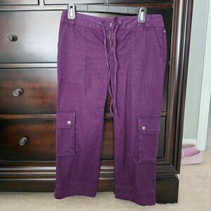 Identity by Ideology Purple Denim Cropped Cargo Jeans Pants Size Zero